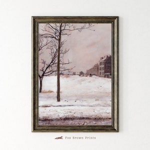 Vintage Winter Townscape Print: Snowy Christmas Landscape (Digital Download)