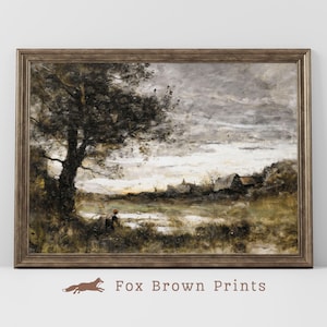 Country Field Wall Art Digital Download Landscape Print, Country Field Farm house Vintage, Oil Rustic Farmhouse Summer Painting, PRINTABLE
