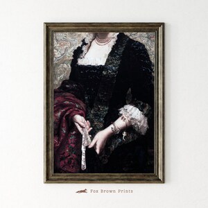 Victorian Portrait Frauen Lace Print Dark Moody Vintage druckbare Wandkunst, Antik schwarz Dark Kunstwerk DRUCK, Vintage Digitaldrucke Frauen