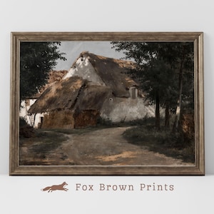 Cottagecore Decor | Printable Download | Thatched Roof Cottage | Printable Wall Art | Garden Painting | English Cottage Painting | vintage