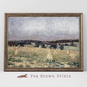 Printable Wildflower Field Landscape Oil Painting | Vintage Country Landscape Print | Countryside View | Vintage Country Decor | country art