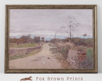 Country Lane Printable, Countryside artwork, Downloadable art, Landscape art print, Digital print, Vintage Summer Lane Wall art | 1068