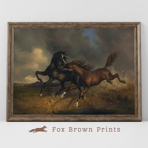 Wild Horse Print | Vintage Print | Equestrian Print | Horse Wall Art | Instant Download Horse Painting Animal Oil Painting | Horse landscape