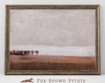 Muted Landscape Print, Tree Painting, Warm Tone Decor, Earthy Gallery Wall, Soft Warm Tones wall art, Printable, Vintage Wall decor  | 1051