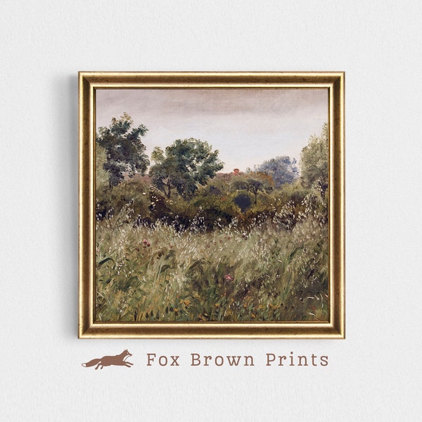 Square 20x20 Meadow Vintage PRINTABLE Wall Art, Square Instant Download Edited Country Print, Square Wall Art Instant Download Oil Painting