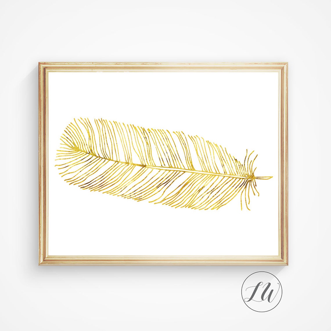 Gold Feather Art Wall Art Feather Printable Feather Art Etsy