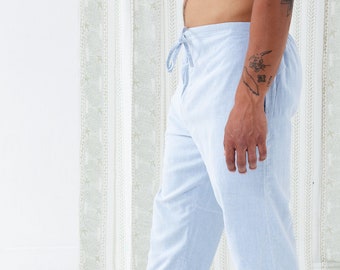 Blue Lounge Pants - bas de pyjama pour hommes légers, amples et exceptionnellement doux | 100% coton biologique