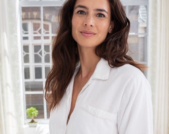 Khasto pyjama voor dames - Wit | Gemaakt van biologisch katoen en uitzonderlijk zacht | Khasto - the cotton cashmere