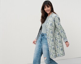 Long Quilted Coat - Blockprint Collection