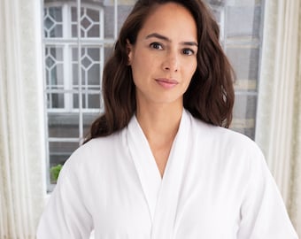 Peignoir pour femme - Blanc | Robe de chambre faite main, de qualité supérieure et ultra douce | 100 % coton biologique