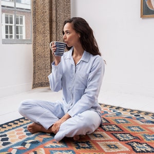 Pajamas for Women - Blue |  Handmade, light & ultra-soft luxury Nightwear | 100% Organic Cotton