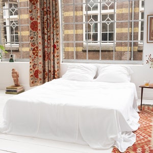 White Khasto Sheet Handmade, exceptionally soft sheet & pillowcases 100% Organic Cotton image 1