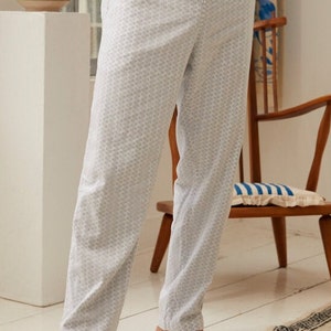 Lounge Pants bas de pyjama pour homme léger, ample et exceptionnellement doux, coton Blanc brindille bleue 100 % coton biologique image 1