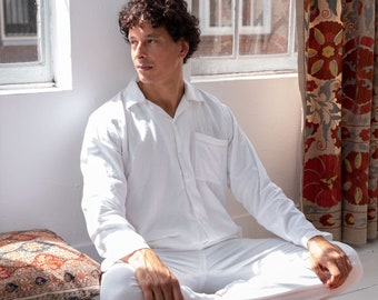 Men's Pajamas - White | premium quality nightwear,  cotton, handmade & ultra-soft sleepsuit | 100% Organic Cotton