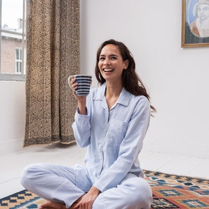 Pajamas for Women Blue Handmade, light & ultra-soft luxury Nightwear 100% Organic Cotton image 2