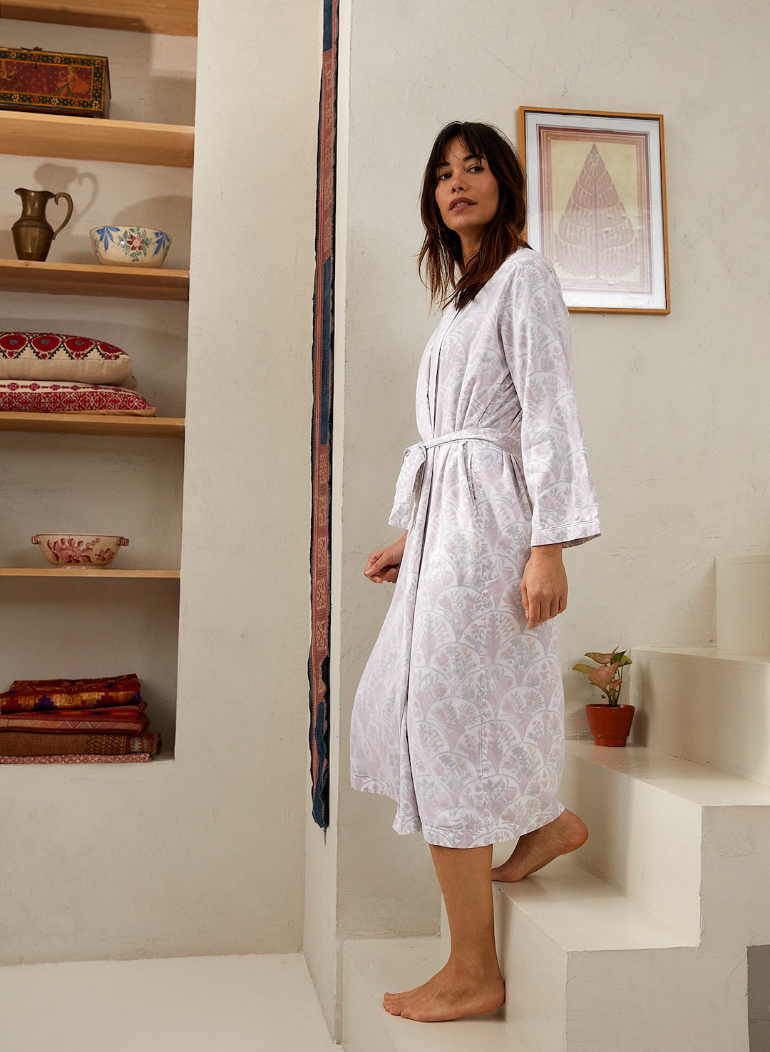 Light Color Robe Light Robe for Women - Handmade, Premium Quality & Ultra-soft Dressing ...