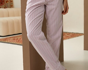 Lounge Pants - Jaipur Red Stripe | 100% Organic Cotton
