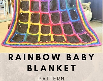 Rainbow Baby Blanket Crochet PATTERN | Digital Download