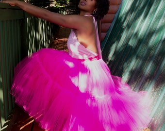 Hot Pink Tiered Tulle Skirt Etsy Canada