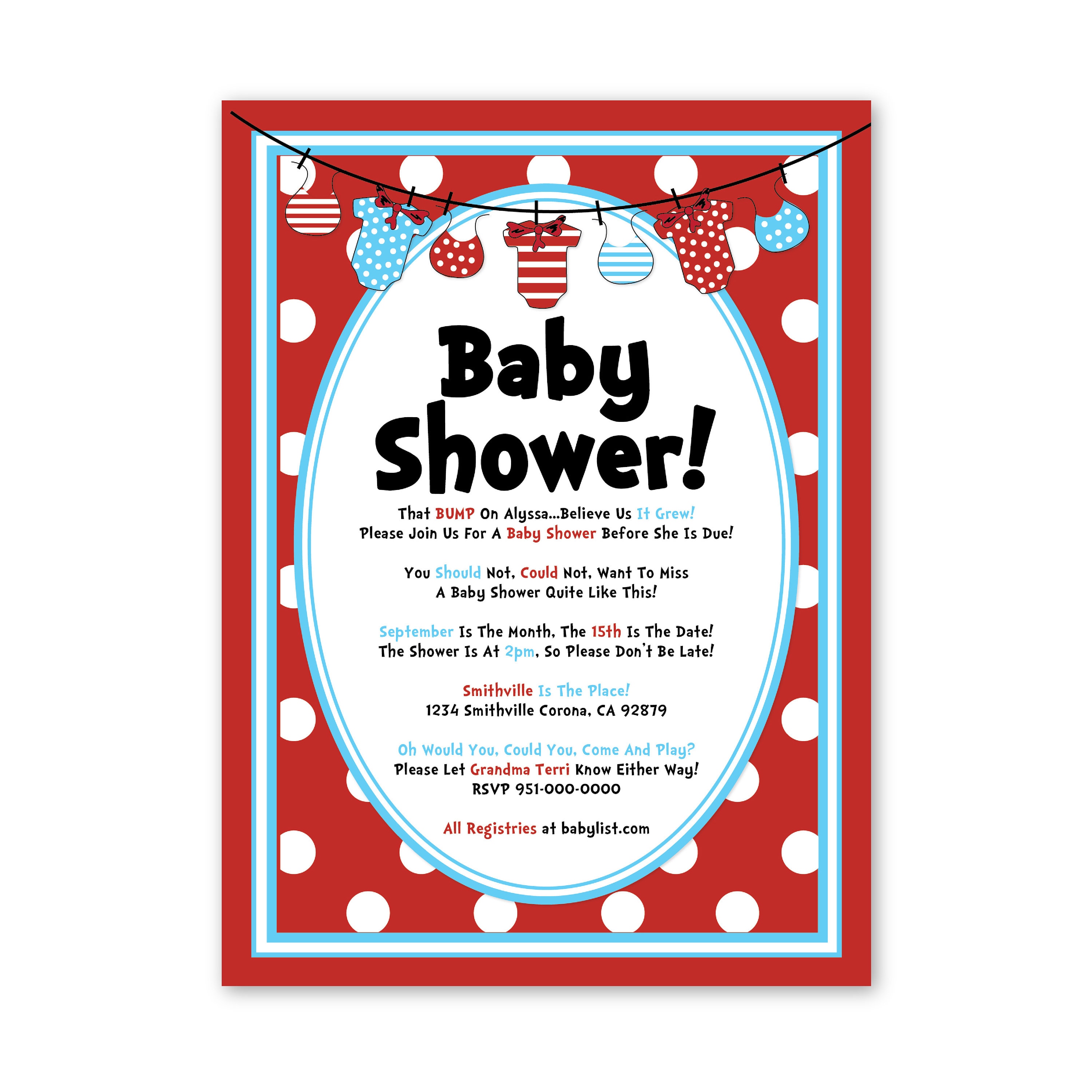 Dr. Seuss Themed Baby Shower Invitation