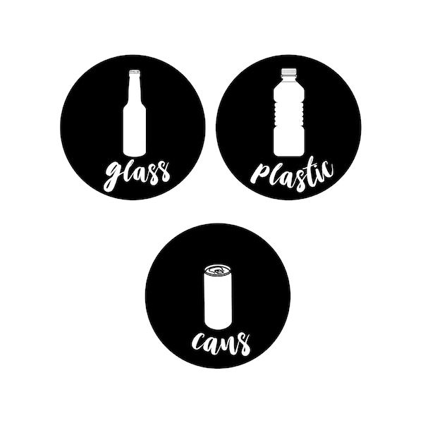 Recycling Label Vectoren voor Blikjes, Glas en Plastic Vector Download om labels voor blikjes te maken