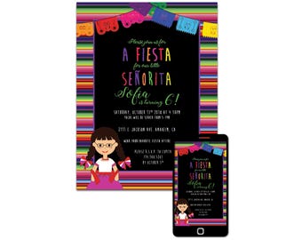 Fiesta Themed Kids Birthday Invitation