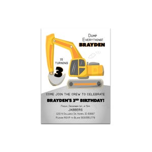 Faire-part d'anniversaire de pelle - invitation de chantier - jetez tout !