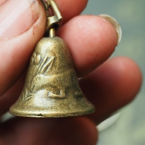 Hare & Bird Bell KeyChain, Keyring - Transformation and Protection - Rabbit, Bunny Pagan, Wicca, Witchcraft, Key chain