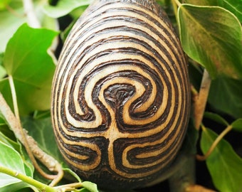 Wooden Labyrinth Ostara Egg - Transformation, Fertility, Magic, Pagan, Wicca, Witchcraft, Tintagel