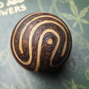 Wooden Labyrinth Meditation Sphere - Pagan, Wicca, Witchcraft, Easter, Tintagel, Pyrography