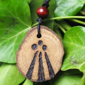 English Oak Wood Druid Awen Pendant - for Inspiration - Pagan, Wiccan, Witchcraft, Druidry, Ogham tree