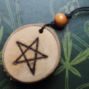 Sycamore Wood Pentagram pendant  - Tree of Life, Longevity - Pagan, Wiccan, Witchcraft, Pentacle