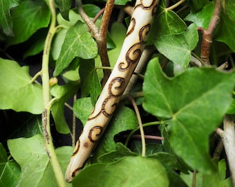 English Walnut Wood Spiral Wood Wand Pendant - Protection -- Pagan, Wicca, Witchcraft