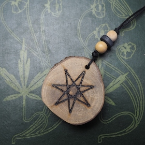 Cornish Broom Fairy Star Pendant - Protection, Dispossession - For Pagans, Witches, Wiccans, Septagram, Elven Star, Ogham Tree, Forfedha