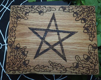 English Oak Wood Pentagram Altar Board - Pagan, Witchcraft, Magic, Pentacle, Food Safe