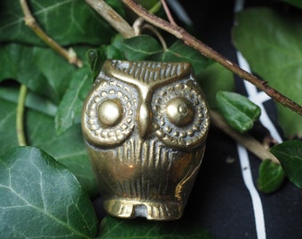 Vintage Brass Owl Statue- For Athena, Goddess of Wisdom, Figure - Upcycled, Witchcraft, Witch, Wicca, Pagan, Animal Guide