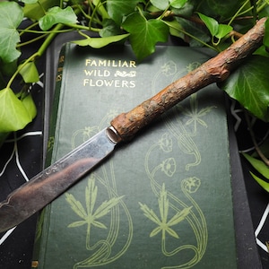 Scots Pine Wood Athame with Upcycled Blade - Ritual Knife - Witchcraft, Magic, Ogham Tree Wood