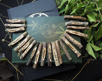 Drilled Celtic Tree Ogham Staves for divination, talismans or pendants - on corresponding woods -  Pagan, Druidry, Wicca, Witchcraft, ogam