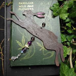 Brown Hare or Rabbit Hanging Window or Altar Ornament - Pagan, Wicca, Witchcraft - Andraste, Spring, Ostara