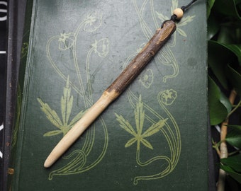 English Magnolia Wood Wand pendant - For Loyalty, Healing & Anti-anxiety -  Pagan - Wicca - Witchcraft -  Ogham tree