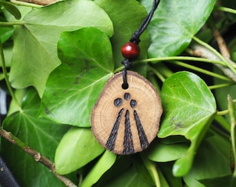 English Oak Wood Druid Awen Pendant - for Inspiration - Pagan, Wiccan, Witchcraft, Druidry, Ogham tree