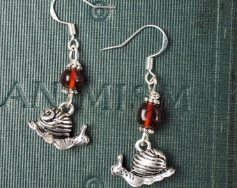 Baltic Amber Snail Earrings -  Good Luck, Good Fortune -  Pagan, Wicca, Ritual, Magic Cornish Witchcraft