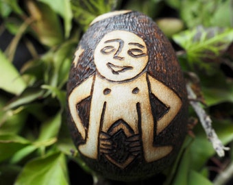 Wooden Sheela Na Gig Ostara Egg - Transformation, Fertility, Magic, Pagan, Wicca, Witchcraft