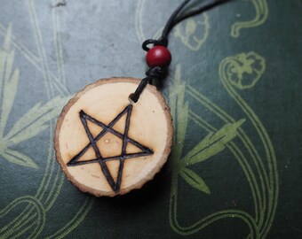 Rowan Wood Pentagram Pendant - Protection while Traveling - Pagan, Wicca, Witchcraft, Folkmagic