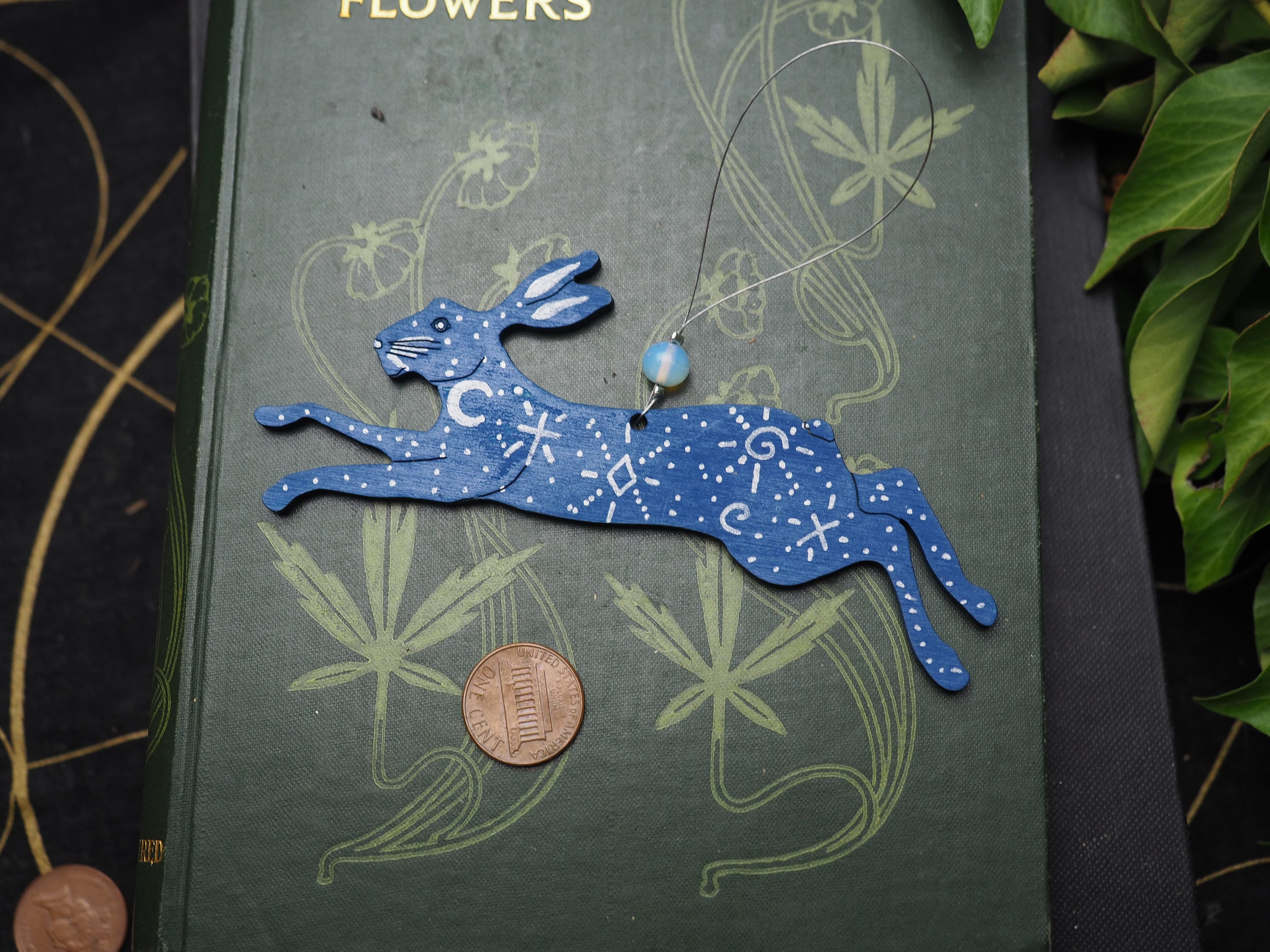 Small Blue Star Hare or Rabbit Altar Ornament - Witchcraft, Hanging ...