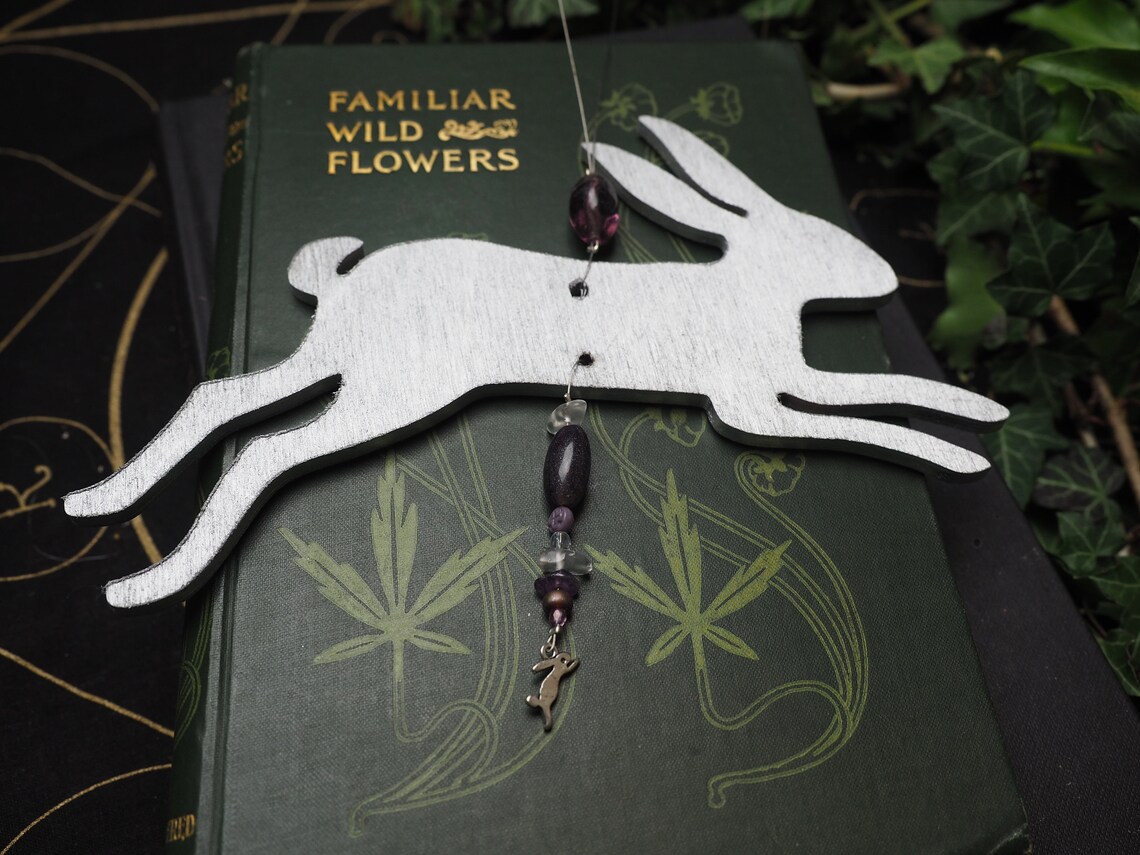 Leaping Silver Hare or Rabbit Yule Winter Solstice Ornament | Etsy