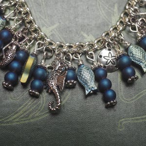 Mermaid Charm Bracelet - With Gemstone Charms - Pagan, Wicca, Sea Priestess, Ocean Magic