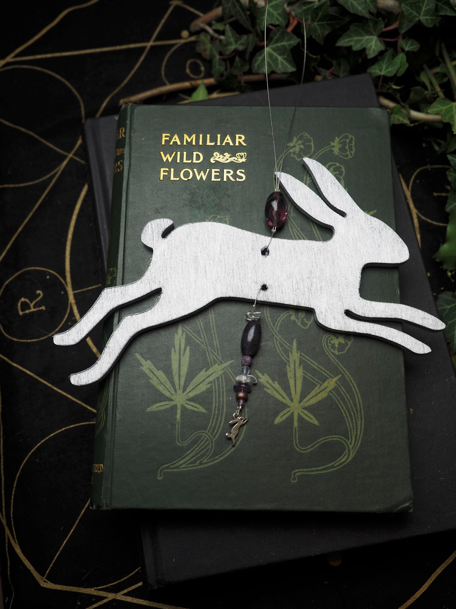 Leaping Silver Hare or Rabbit Hanging Altar Ornament - Window Hanger ...