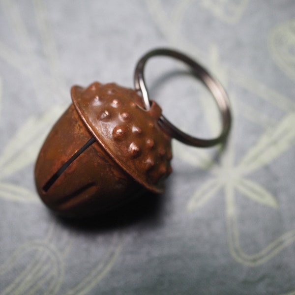 Acorn Bell KeyChain, Keyring - Strength & Courage - Oak - Pagan, Wicca, Witchcraft, Key Chain