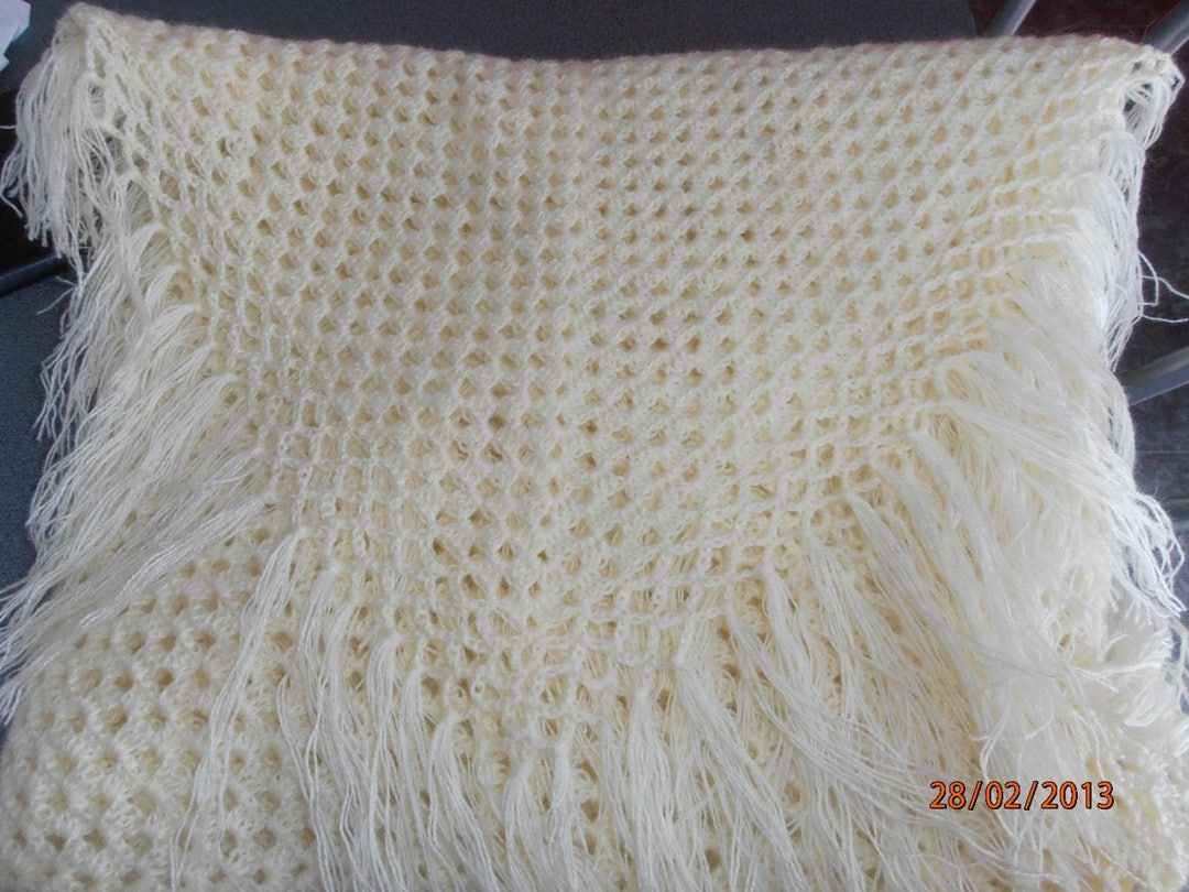 Plaid couverture laine carré granny crochet cadeau naissance 1m - Un grand marché